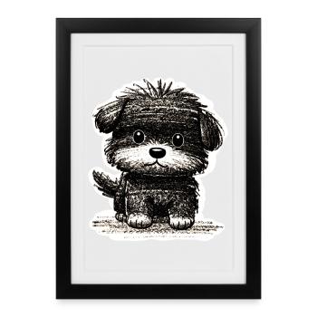 Chiot flou (gris) - Affiche encadrée (27 × 37 cm) - noir - Devant