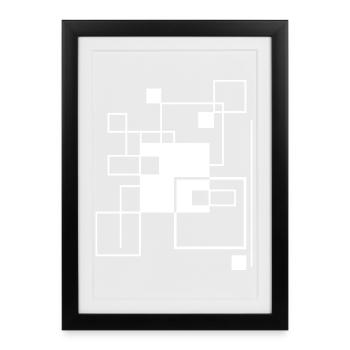 Geometric Gridline Mosaic composition - Framed poster (27 × 37 cm) - black - Front