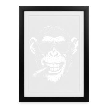 Smokin Monkey Lunettes de soleil - Affiche encadrée (27 × 37 cm) - noir - Devant