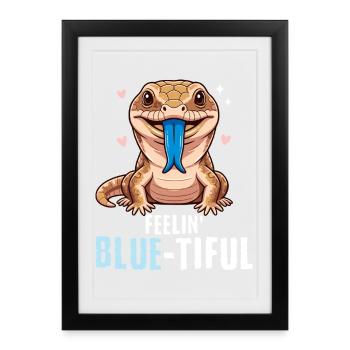 Blue-tongued skink reptile lizard - Framed poster (27 × 37 cm) - black - Front