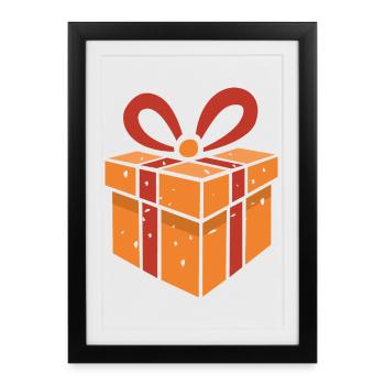 Cartoon gift box in retro style - Framed poster (27 × 37 cm) - black - Front