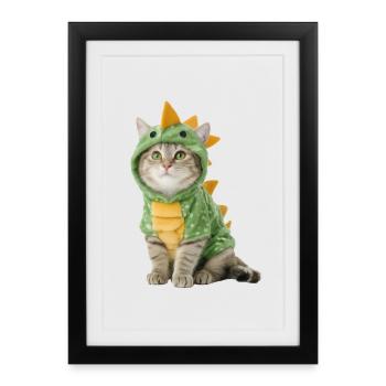 Cat Dino Dinosaur Costume Halloween - Framed poster (27 × 37 cm) - black - Front