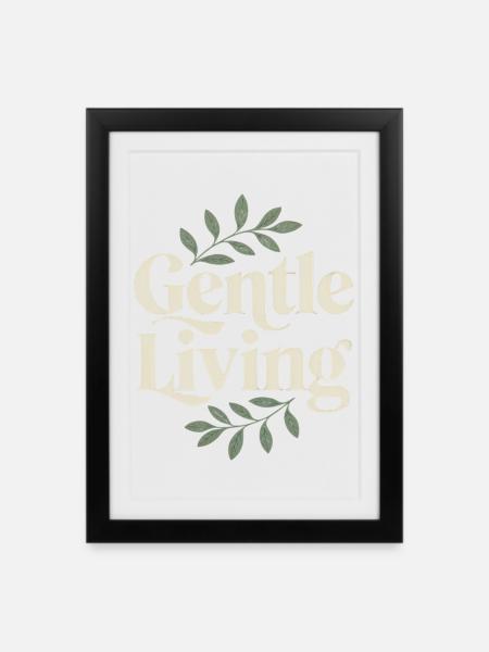 Gentle Living – Vintage Blätter - Gerahmtes Poster (27 × 37 cm) - Schwarz