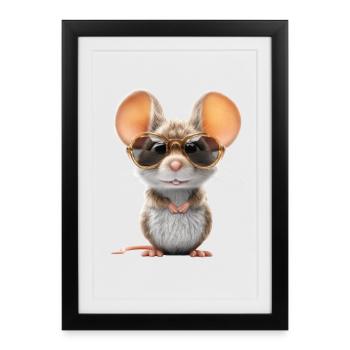 Mouse with glasses - Framed poster (27 × 37 cm) - black - Front