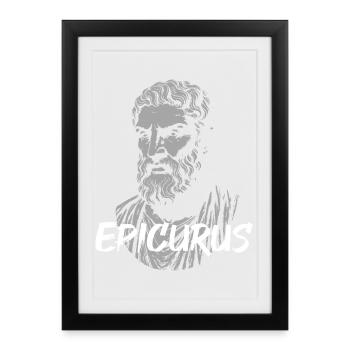 Portrait d’Épicure en style pinceau audacieux - Affiche encadrée (27 × 37 cm) - noir - Devant