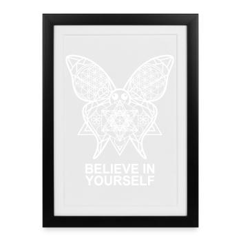 Believe In Yourself Schmetterling - Gerahmtes Poster (27 × 37 cm) - Schwarz - Vorne