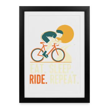 Chevaucher. Manger. Dormir. Répéter. - Affiche encadrée (27 × 37 cm) - noir - Devant