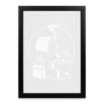Rösterlinie Kunst-Kaffee-Skizze - Gerahmtes Poster (27 × 37 cm) - Schwarz - Vorne