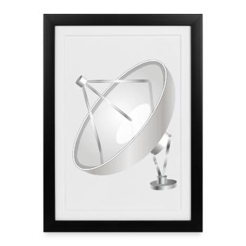 Antenne paraboise à l’aspect moderne et net - Affiche encadrée (27 × 37 cm) - noir - Devant
