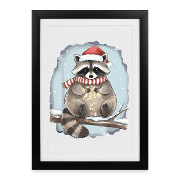 Matching Family Raccoon Christmas Funny - Framed poster (27 × 37 cm) - black - Front