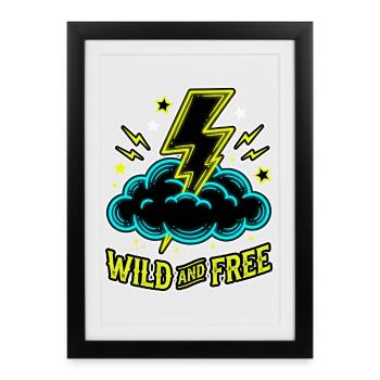Wild And Free Blitz Wolke - Gerahmtes Poster (27 × 37 cm) - Schwarz - Vorne