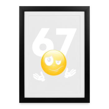 Numer 67 z emotikonem - Affiche encadrée (27 × 37 cm) - noir - Devant