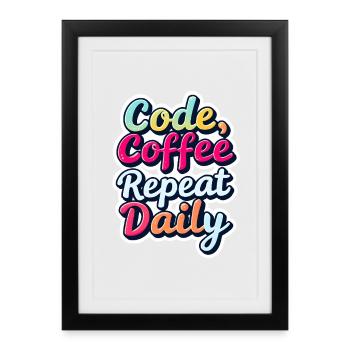 Code Sleep Debug Repeat Programmer Shirt - Affiche encadrée (27 × 37 cm) - noir - Devant