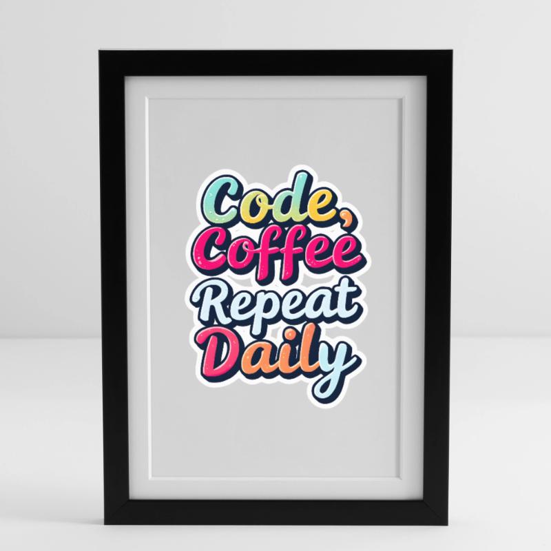 Code Sleep Debug Repeat Programmer Shirt Affiche encadrée (27 × 37 cm)