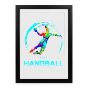 Handball - Affiche encadrée (27 × 37 cm) - noir - Devant
