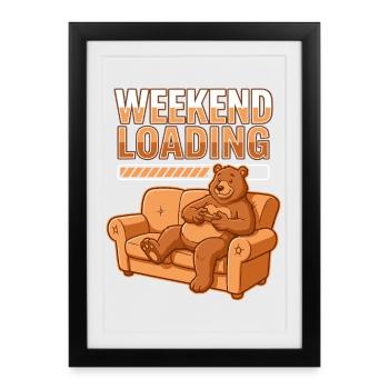 Weekend Charge: Bear on Sofa - Framed poster (27 × 37 cm) - black - Front