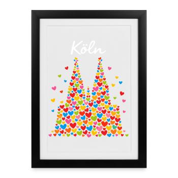 Cadeau de confettis Alaaf du Carnaval de Cologne - Affiche encadrée (27 × 37 cm) - noir - Devant