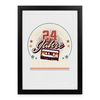 Cassette vintage du 24e anniversaire - Affiche encadrée (27 × 37 cm) - noir - Devant