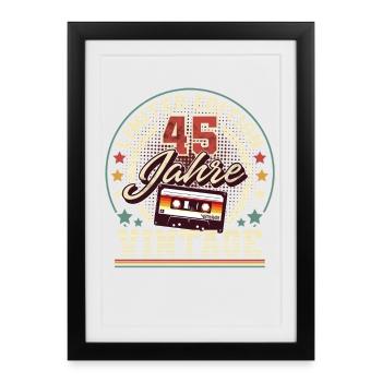 Cassette vintage du 45e anniversaire - Affiche encadrée (27 × 37 cm) - noir - Devant