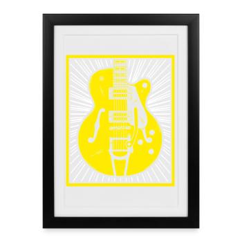 Silhouette de guitare rétro - Affiche encadrée (27 × 37 cm) - noir - Devant