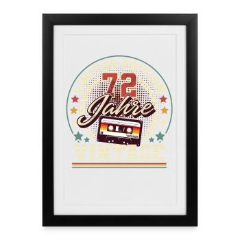 Cassette vintage du 72e anniversaire - Affiche encadrée (27 × 37 cm) - noir - Devant