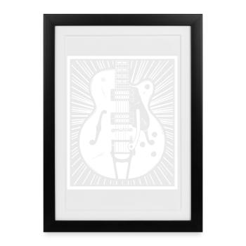 Retro Guitar Silhouette - Framed poster (27 × 37 cm) - black - Front