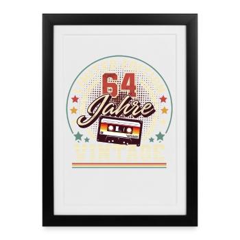 Cassette vintage du 64e anniversaire - Affiche encadrée (27 × 37 cm) - noir - Devant