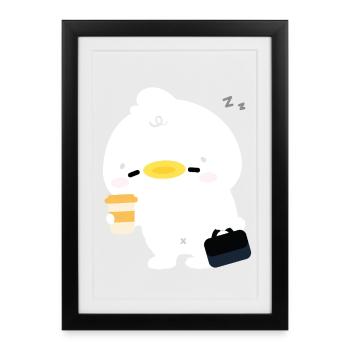 Kawaii Duck Coffee Moment - Framed poster (27 × 37 cm) - black - Front