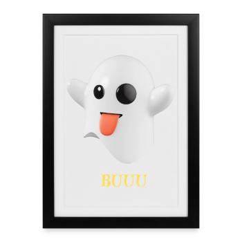 Fantôme duveteux à la langue - Affiche encadrée (27 × 37 cm) - noir - Devant