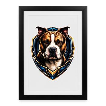 American Staffordshire Head - Affiche encadrée (27 × 37 cm) - noir - Devant