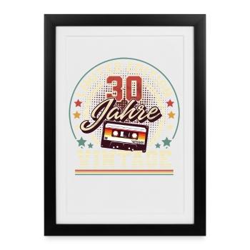 Cassette vintage du 30e anniversaire - Affiche encadrée (27 × 37 cm) - noir - Devant