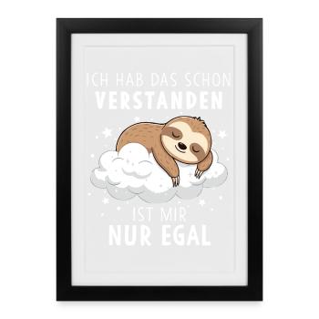 I got that, I just don't care Sloth - Framed poster (27 × 37 cm) - black - Front