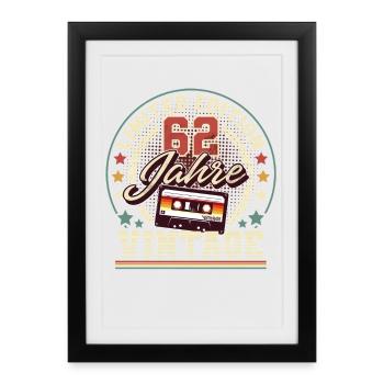 Cassette vintage du 62e anniversaire - Affiche encadrée (27 × 37 cm) - noir - Devant