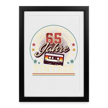 Cassette vintage du 65e anniversaire - Affiche encadrée (27 × 37 cm) - noir - Devant