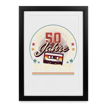 Cassette vintage du 50e anniversaire - Affiche encadrée (27 × 37 cm) - noir - Devant