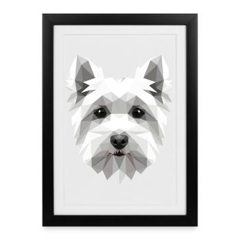 Petit chien maltais aime le doux maltais - Affiche encadrée (27 × 37 cm) - noir - Devant