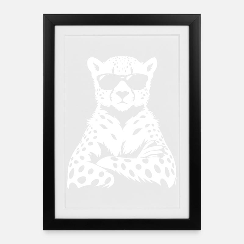 Cool Cheetah – Sunglasses Chef Vibes - Framed poster (27 × 37 cm) - black