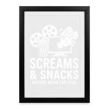 Club de films d’horreur Cris et Snacks - Affiche encadrée (27 × 37 cm) - noir - Devant