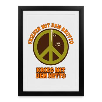 Paix avec le brut Guerre contre le net - Affiche encadrée (27 × 37 cm) - noir - Devant