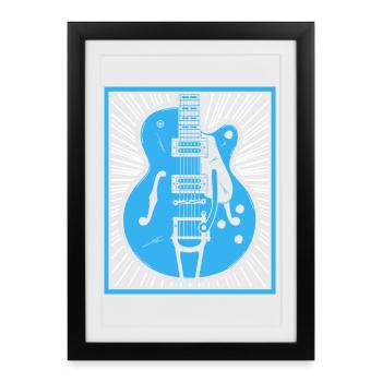 Retro Guitar Silhouette - Framed poster (27 × 37 cm) - black - Front