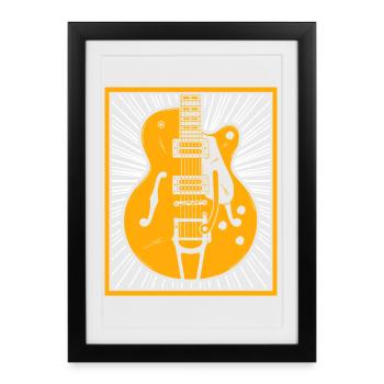 Silhouette de guitare rétro - Affiche encadrée (27 × 37 cm) - noir - Devant