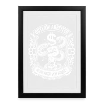 Outlaw worker fist crushed tax snake - Framed poster (27 × 37 cm) - black - Front