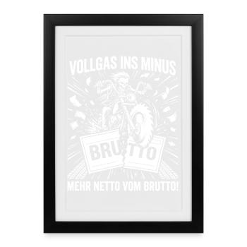 Full throttle into the red, motorcycle skeleton - Framed poster (27 × 37 cm) - black - Front