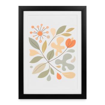 Abstract Floral Pattern Illustration - Framed poster (27 × 37 cm) - black - Front