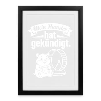 Mon humour de roue de hamster a arrêté - Affiche encadrée (27 × 37 cm) - noir - Devant