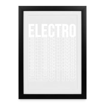 Logo de conception de la typographie de la musique électro - Affiche encadrée (27 × 37 cm) - noir - Devant