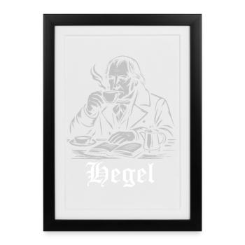 Philosopher Hegel is drinking Coffee - Framed poster (27 × 37 cm) - black - Front