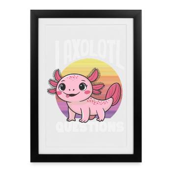 Mignon Axolotl Kawaii Amoureux des Axolotls - Affiche encadrée (27 × 37 cm) - noir - Devant