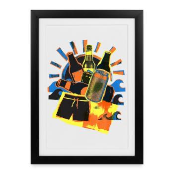 Soleil d’été de la bière - Affiche encadrée (27 × 37 cm) - noir - Devant