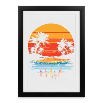 Beach Retro - Affiche encadrée (27 × 37 cm) - noir - Devant
